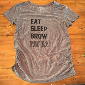 Time and Tru Gray maternity Short Sleeve T-Shirt “eat sleep grow repeat” medium